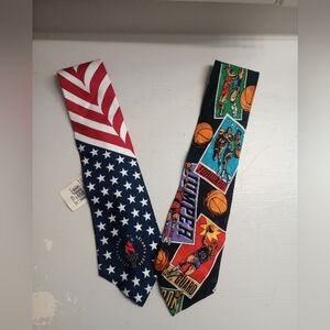 USA 1996 Atlanta Olympics (New) And Basketball Themed Vintage Men's Tie Bundle